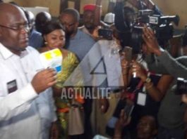 Félix Tshisekedi après le vote ce dimanche 30 décembre 2018 au centre au centre du collège Bonsomi à N'djili