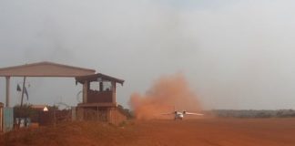 Atterrissage Avion Minusca à l'aérodrôme de Bria dans la Haute-Koto.