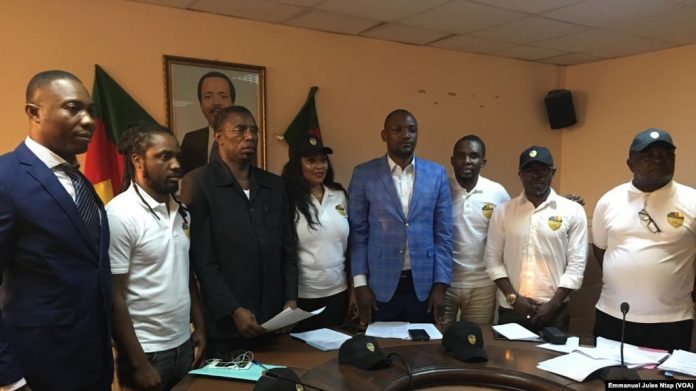 Les membres de la plateforme brigade des patriotes camerounais lors de la conférence de presse à Yaoundé au Cameroun le 17 février 2019 Les-membres-de-la-plateforme-brigade-des-patriotes-camerounais-lors-de-la-conférence-de-presse-à-Yaoundé-au-Cameroun-le-17-février-2019 Le Cameroun célèbre sa fête nationale dans la division