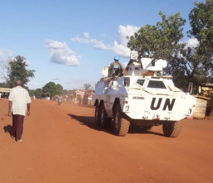 un-blindé-de-la-Minusca-en-patrouille-à-Bria-dans-la-haute-koto-par-cnc-banafio Centrafrique / Bria : un accident de circulation impliquant un véhicule de la Minusca a failli dégénérer .