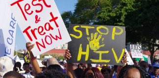 Manifestations à l’ouverture de la 21e Conférence internationale sur le sida - Durban - Afrique du Sud - 18 juillet - 2016 - AP Photo