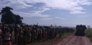 Entrée des soldats FACA à Bria par la route secondaire le 24 septembre 2019.