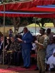 cérémonie-de-fin-de-fetta-à-bouar-et-à-bangui-des-nouvelles-recrues-faca-le-16-octobre-2019-par-eutm-rca-cest-touadera-au-micro-à-bouar Centrafrique / EUTM-RCA : Cérémonies de fin de FETTA à Bangui et à Bouar