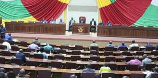 Hémicycle de l'assemblée nationale centrafricaine le 29 novembre 2019. Crédit photo : Corbeaunews.