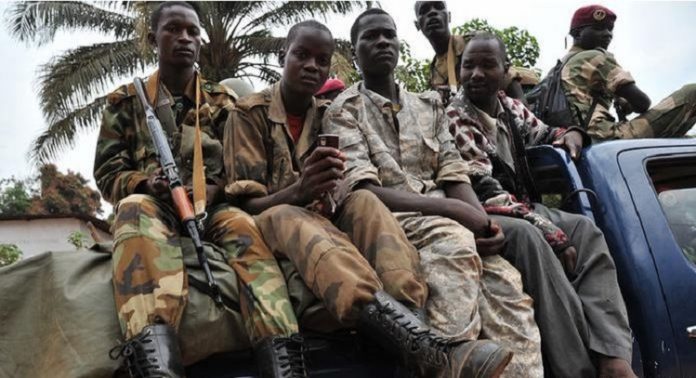 Un véhicule du FPRC à Bria. Crédit photo : Moïse Banafio / CNC. renfort-rebelles-seleka-bria-pour-ippy-24fevrier2019 Combat d’Amdafock, la ville est désormais sous contrôle total du FPRC.