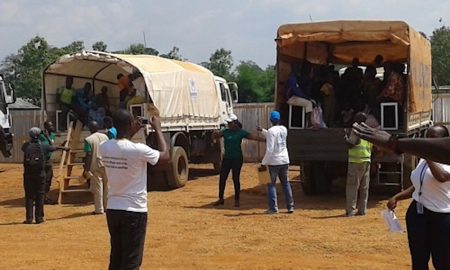 retour des réfugiés centrafricains du congo brazzaville à Moungoumba en centrafrique le 1 avril 2019 par CNC