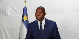 Son Excellence Professeur Faustin Archange Touadera, Président de la République Centrafricaine, lors de son allocution des voeux à la nation mardi 31 décembre 2019 Bangui. Photo: Présidence RCA.