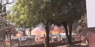 site des déplacés de l'église Élime dd'Alindao incendié dans le combat opposant les UPC et les FACA le 9 janvier 2020 par cnc