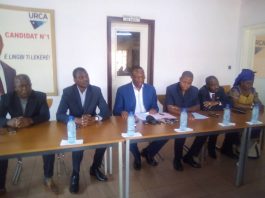 Des leaders de l'opposition démocratique réunis au siège de l'URCA à Bangui le 2 mars 2020. CopyrightDR