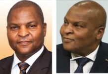 Centrafrique : le retour des vieux démons à l’assemblée nationale. Jean Symphorien Mapenzi en tête Le Chef de l'État Faustin Archange Touadera à gauche et à droite. Le-chef-de-lÉtat-Faustin-Archange-Touadera-à-gauche-et-le-premier-vice-Président-de-lAssemblée-nationale-Jean-Symphorien-Mapenzi-à-droite.-Photo-combinée-par-CNC-le-25-février-2020 CENTRAFRIQUE : TOUT EXERCICE DU POUVOIR AU DELÀ DU MANDAT CONSTITUTIONNEL EST ILLÉGAL.