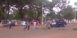 Grève des Étudiants de l'Université de Bangui reclamant le paiement des arriérés de leur bourse d'études, le 3 avril 2020. Photo CNC / Cyrille Jefferson Yapendé.