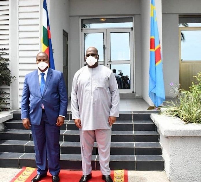 Arrivée du chef de l'État centrafricain, Faustin Archange Touadera, à Kinshasa, en République démocratique du congo, le 22 avril 2020. Photo : Pcongo le-chef-de-lÉtat-centrafricain-faustin-archange-touadera-à-Kinshasa-le-22-avril-2020 RCA : des inquiétants bruits de bottes