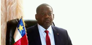 le premier ministre firmin ngrebada à bangui le 18 avril 2020 par la primature de la république centrafricaine