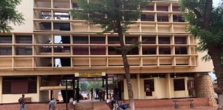 Faculté de droit et de sciens juridique de l'Université de Bangui, le 22 mai 2020. PPhoto CNC / Anselme Mbata.