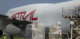 Image de l'avion transportant le deuxième don humanitaire européen . CopyrightUE-RCA.