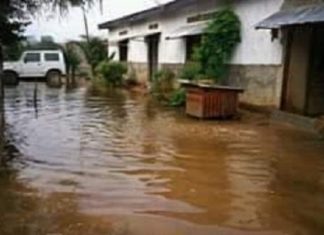 Inondation dans un quartier du sixième arrondissement de Bangui en juillet 2019. Photo CNC / Anselme Mbata