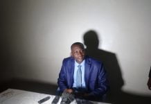 Président du collectif d'alternance politique pour une nouvelle centrafrique le 19 septembre 2020 au siège du parti lors d'un point de presse