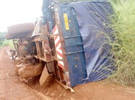 un véhicule du PAM accidenté au village Gbadéngué à 30 kilomètres de bossangoa le 10 octobre 2020 par cnc