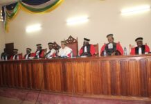 Les juges constitutionnels le 03 décembre 2020. Photo CNC / C.J. Yapendélors