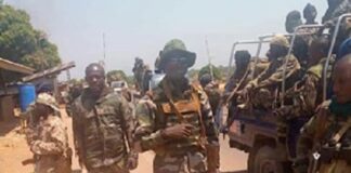 Des soldats FACA à Béloko, à la frontière avec le Cameroun, le 11 février 2021. Photo DR