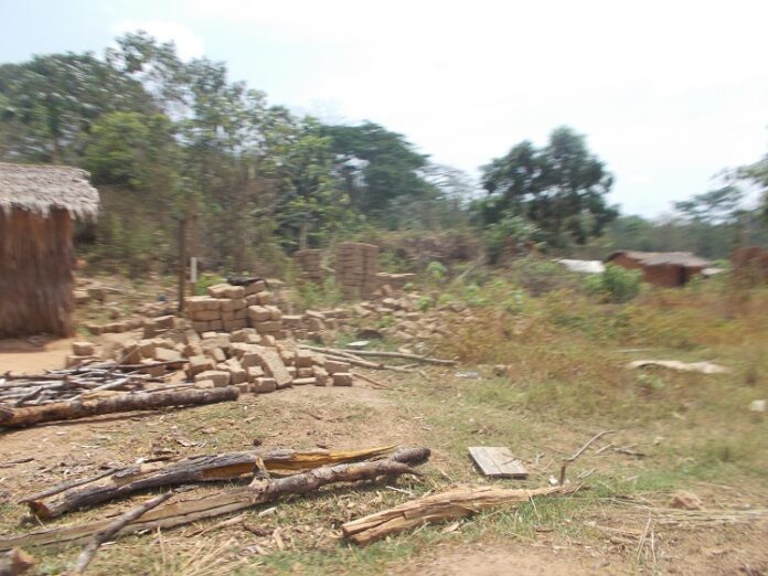 Village Pavika, situé à 20 kilomètres d'Alindao sur l'axe Kongbo, dans la préfecture de Basse-Kotto. Photo CNC / des-maisons-detruites-vers-bangassou-par-leger- RCA : présence des combattants rebelles de l’UPC signalée dans la localité d’Alindao, plusieurs personnes assassinées