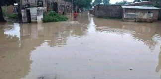 Inondation dans les quartiers sud de la capitale Bangui, le 8 août 2021.