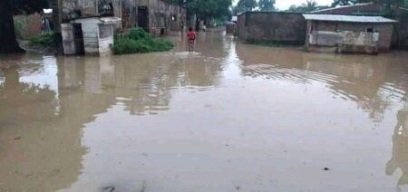 Inondation dans les quartiers sud de la capitale Bangui, le 8 août 2021.