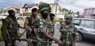 Des soldats congolais à Goma, capitale du nord Kivu en RDC