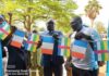La coupure du ruban par le ministre de la Jeunesse, des Sports et de l'Éducation Civique et monsieur Cyrille Damango