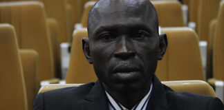 Maxime Mokome lors de la signature de l'accord de paix à Bangui, le 6 février 2019. CopyrightCGT