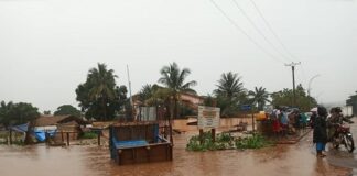 Une rue inondée de la ville de Bangui