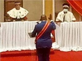 Prestation de serment du Président Touadera le 30 mars 2021 à l'assemblée nationale à Bangui. Copyright