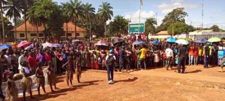 meeting des partisans du Président Touadera au rondpoint zero du centre-ville de la capitale centrafricaine Bangui