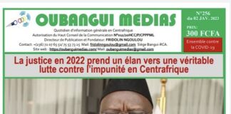 Le titre controversé du quotidien banguissois Oubangui média du lundi 2 janvier 2023
