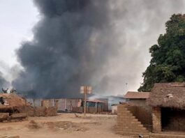 Quartier de la douane à Béloko incendié par les rebelles de la CPC, le samedi 21 janvier 2023 copyrightCNC