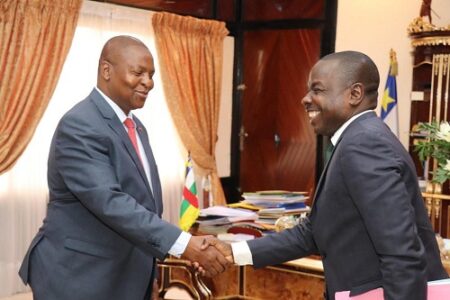 Amougou Belinga reçu par le Président centrafricain Faustin Archange Touadera