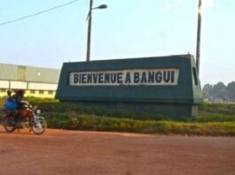 image murale de bienvenue à Bangui