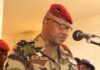 Le général Zéphirin Mamadou remerciant le président Touadera après le port de ses deux étoiles