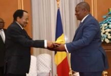 Les présidents Paul Biya du Cameroun et Faustin Archange Touadera de Centrafrique