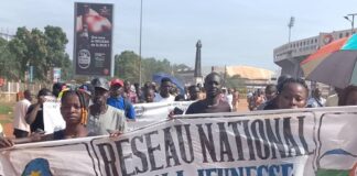 Manifestation des partisans du régime de Faustin Archange Touadera à Bangui, le samedi 7 octobre 2023.