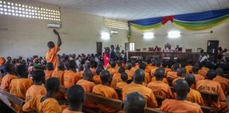 Audience de tirage au sort des jurés de la 3e session criminelle pour 2023, à la Cour d’appel de Bangui. Photo Minusca