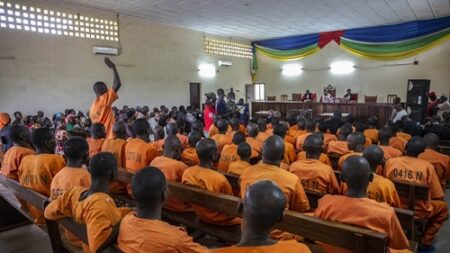 Audience de tirage au sort des jurés de la 3e session criminelle pour 2023, à la Cour d’appel de Bangui. Photo Minusca