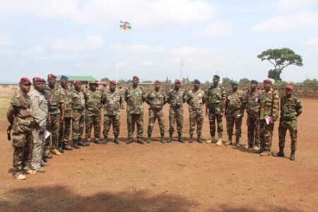 Les soldats FACA du septième b bataillon d'infanterie territoriale (BIT-7)
