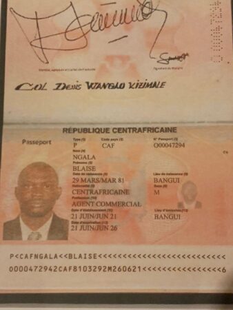 Passeport fabriqué des faussaires de l'or et du diamants en Centrafrique