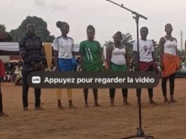 Sur le terrain du lycée d'État des rapides dans le septième arrondissement, notamment dans le quartier Ouango, le 10 mai dernier, lors de la festivité pour le soutien au troisième mandat de Touadera