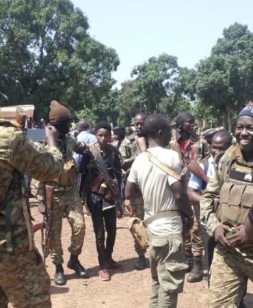 À Bangassou, lors de la sortie des rebelles de l'UPC pour le processus du désarmement conformement à l'accord de Djamena
