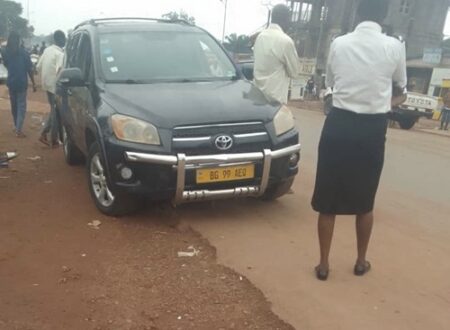 Accident au rondpoint Oumar Bongo, dit Marabena, dans le cinquième arrondissement de Bangui. Photo CNC