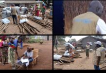 Batangafo : Plus de 300 ménages déplacés commencent à recevoir de l’aide après la destruction de leurs abris par les pluies Distribution des kits humanitaires aux déplacés de Batangafo, dans la Préfecture de l'Ouham-Fafa, en Centrafrique