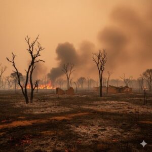 Gozbeïda , Bamingui-Bangoran, ravagé par les flammesDans la préfecture de Bamingui-Bangoran