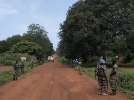 Patrouille conjointe des casques bleus de la Minusca et les soldats FACA à Zemio
